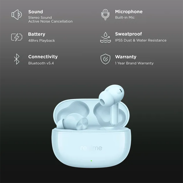 Buds T200x True Wireless Earbuds with 12.4mm Dynamic Bass Drivers, 25 dB ANC, Quad Mic, 45ms Latency, Upto 48 Hrs Playback, Fast Charge, IP55 Rated, BT 5.4 (Pure Black)