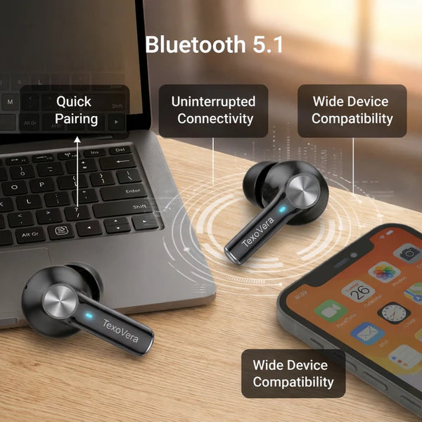 Wireless Earbud With Comfortable Fit 30H Playback