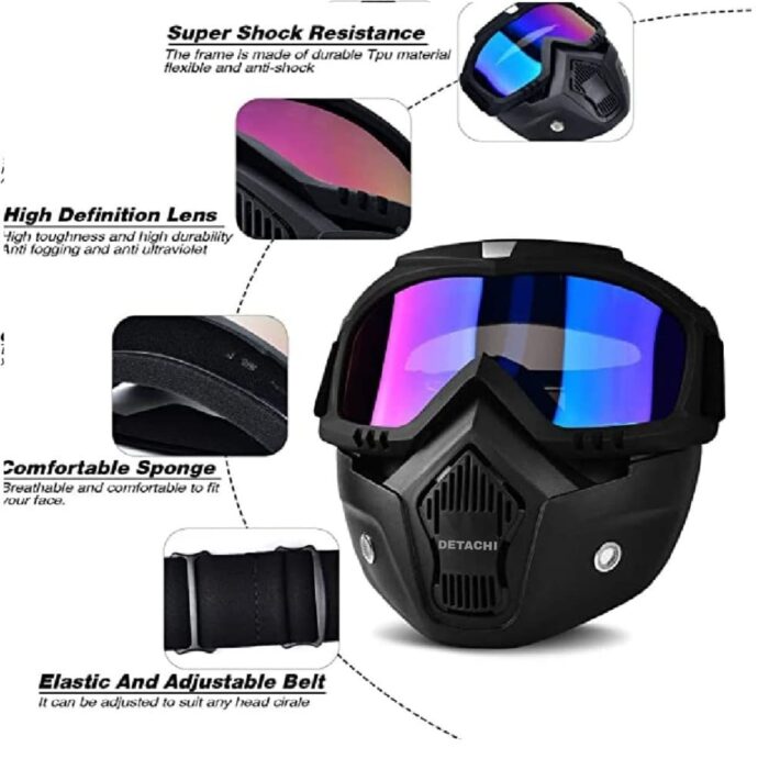 Bike Riding Goggle Mask Anti Scratch UV Protective Open Face & Eyewear Windproof Dirt Shield Adjustable Strap Soft Foam Padded Detachable for Cycling Bike Off Road Racing Riding Unisex - Image 5