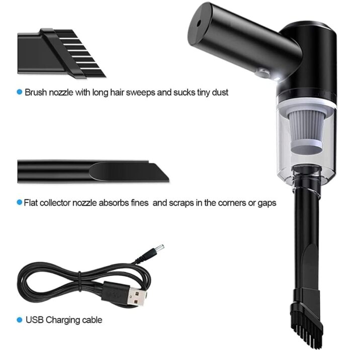 3 IN1 Portable Car Vacuum Cleaner with Blower, USB Rechargeable Wireless Handheld, Traveling, Camping, Reusable - Image 5