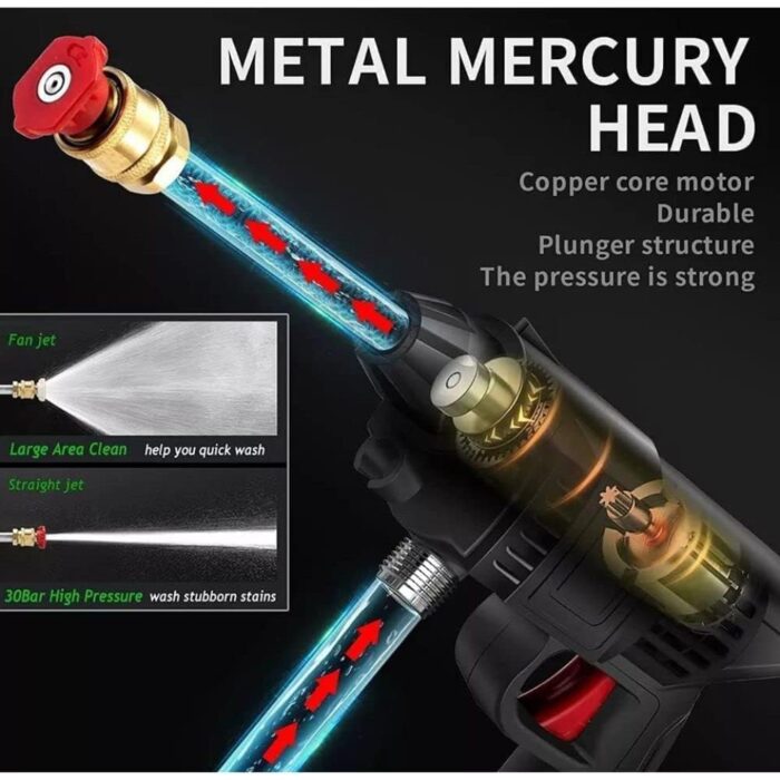 Cordless Portable Pressure Washer Gun 48V 12000mah High Pressure Water Gun Wireless High Pressure Washer Water Spray Gun for Car Wash Bike Washing Cleaning (Electric car wash Gun 2 Battery 2) - Image 8