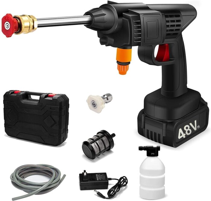 Cordless Portable Pressure Washer Gun 48V 12000mah High Pressure Water Gun Wireless High Pressure Washer Water Spray Gun for Car Wash Bike Washing Cleaning (Electric car wash Gun 2 Battery 2) - Image 10