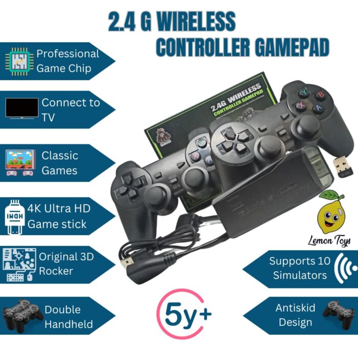 2.4G Wireless Controller Gamepad,4k Ultra HD Game Stick-Supports Wireless Dual Play,3000+ Classic Games,35 Hrs Continuous Gameplay,Video Games for Kids-USB Rechargeable - Image 2