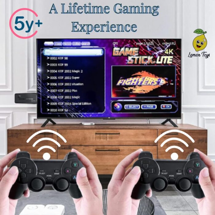 2.4G Wireless Controller Gamepad,4k Ultra HD Game Stick-Supports Wireless Dual Play,3000+ Classic Games,35 Hrs Continuous Gameplay,Video Games for Kids-USB Rechargeable - Image 5