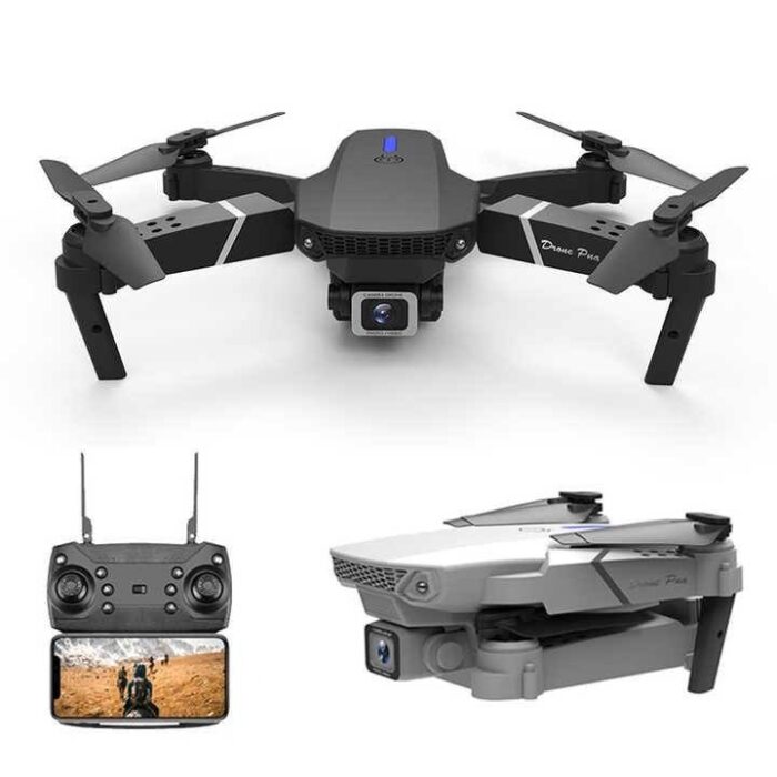 E77 Professional RC Drones With HD 4k Dual Camera And Remote Control Toy Mini Drone gift Toys (Black)