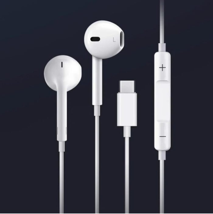 iPhone 15 Series Type-C HandsFree Earphone Wired with Microphone & Noise Cancelling in-Ear Headset Earbuds for iPhone 15/15 Plus/ 15 Pro/ 15 Pro Max Only - [White] - Image 5