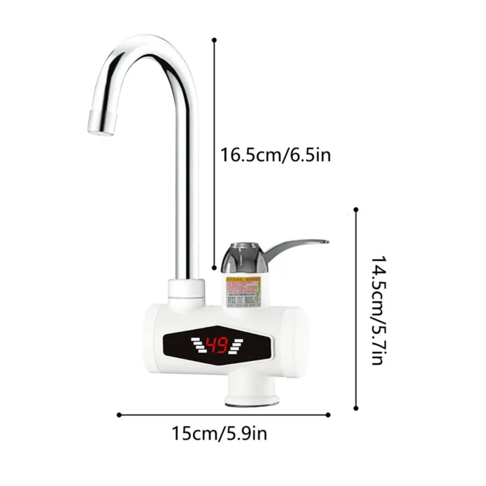 Instant Water Geyser (Instant-Electric-Water-Heater-Faucet-Hot-Tap-with-Shower-Home-Kitchen-Bathroom, White) - Image 5