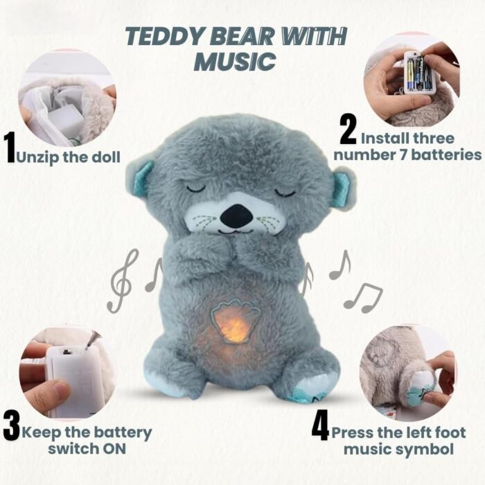 Baby Sound Light Bear Soothe Breathing, Sensory Details Music Lights Rhythmic Breathing Motion Musical for Children to Relax and Sleep Baby Toy Plush Best Gift for Kids - Image 10