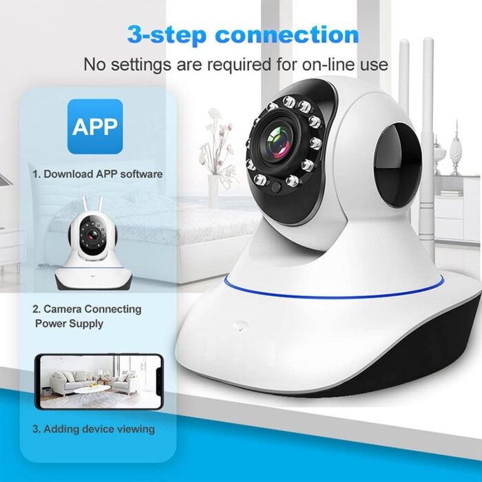 Upgraded V380 Pro HD Smart WiFi Wireless Double Antenna IP CCTV Security Camera with 2 Way Audio, Night Vision (White) - Image 8