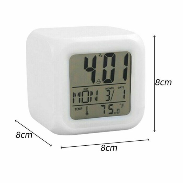 7 Colour Changing LED Digital Alarm Clock Table Watch with Date Time Temperature for Office Bedroom Multicolor - Image 8