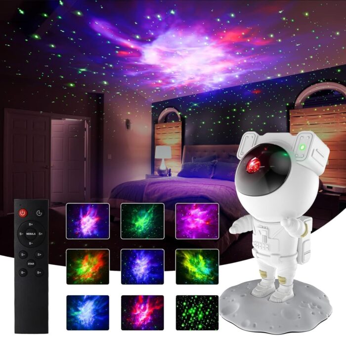 Night Lamp, Astronaut Galaxy Projector Night Light, with Remote Control Timer 360° Adjustable Kids Astronaut Led Lamp for Baby Adults Bedroom, Gaming Room, Home Party Multi color - Image 9