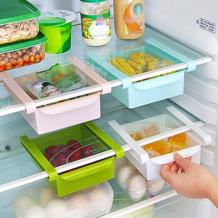 Multifunction Kitchen Refrigerator Storage Rack Fridge Freezer Shelf Holder Pull-out Drawer - Image 6