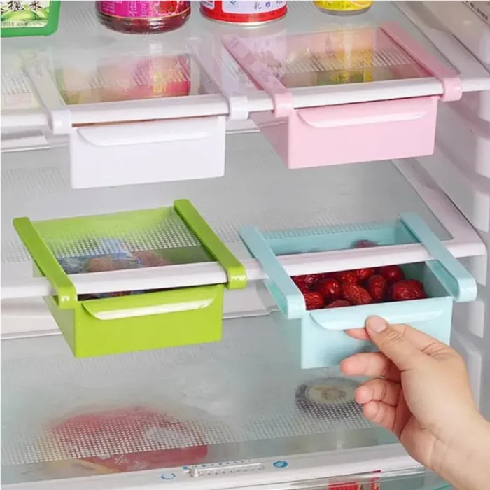 Multifunction Kitchen Refrigerator Storage Rack Fridge Freezer Shelf Holder Pull-out Drawer - Image 4